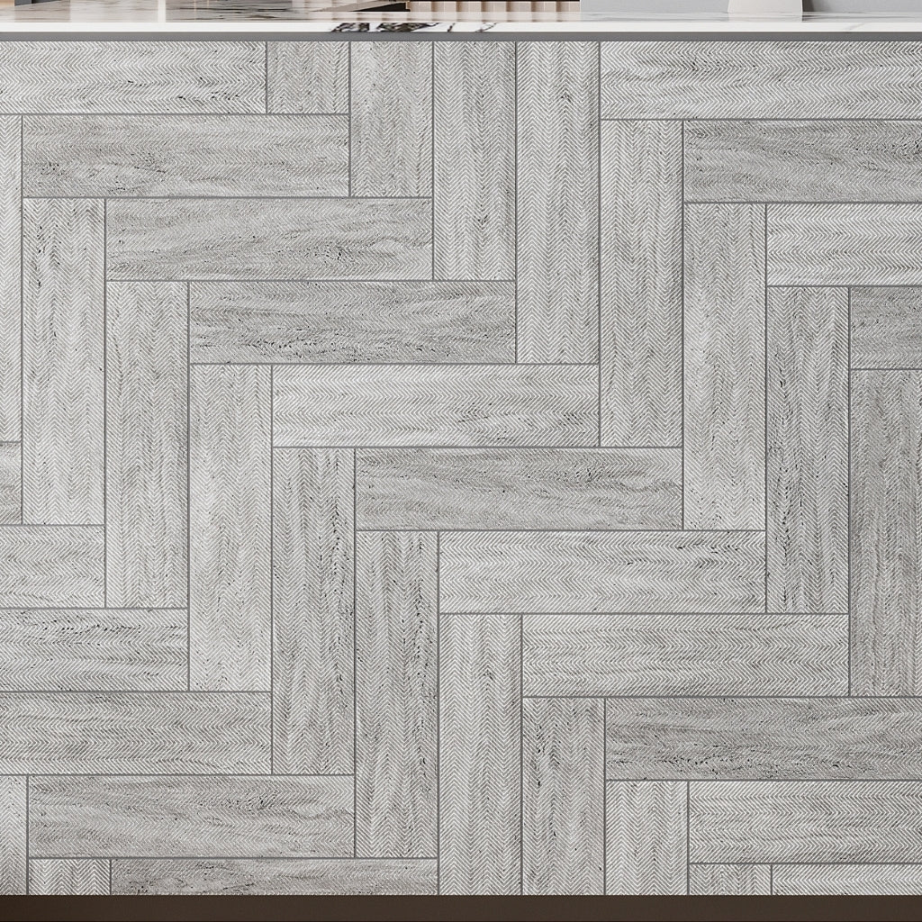 Gray 3x12 Textured Limestone Brick Tile
