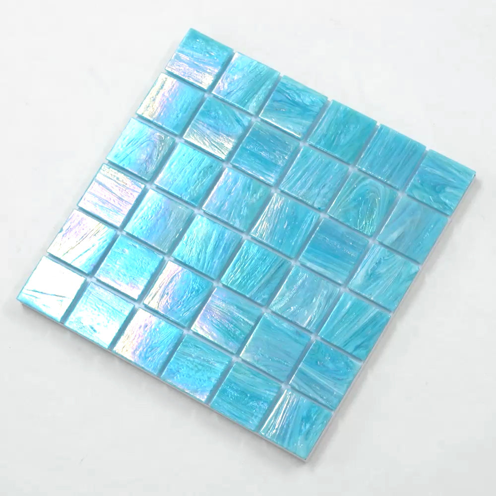Sky Blue 12 x 12 Glossy Glass Mosaic Tile - Sample