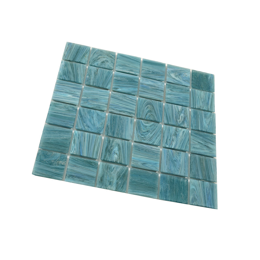 Yale Blue 12 x 12 Glossy Glass Mosaic Tile - Sample