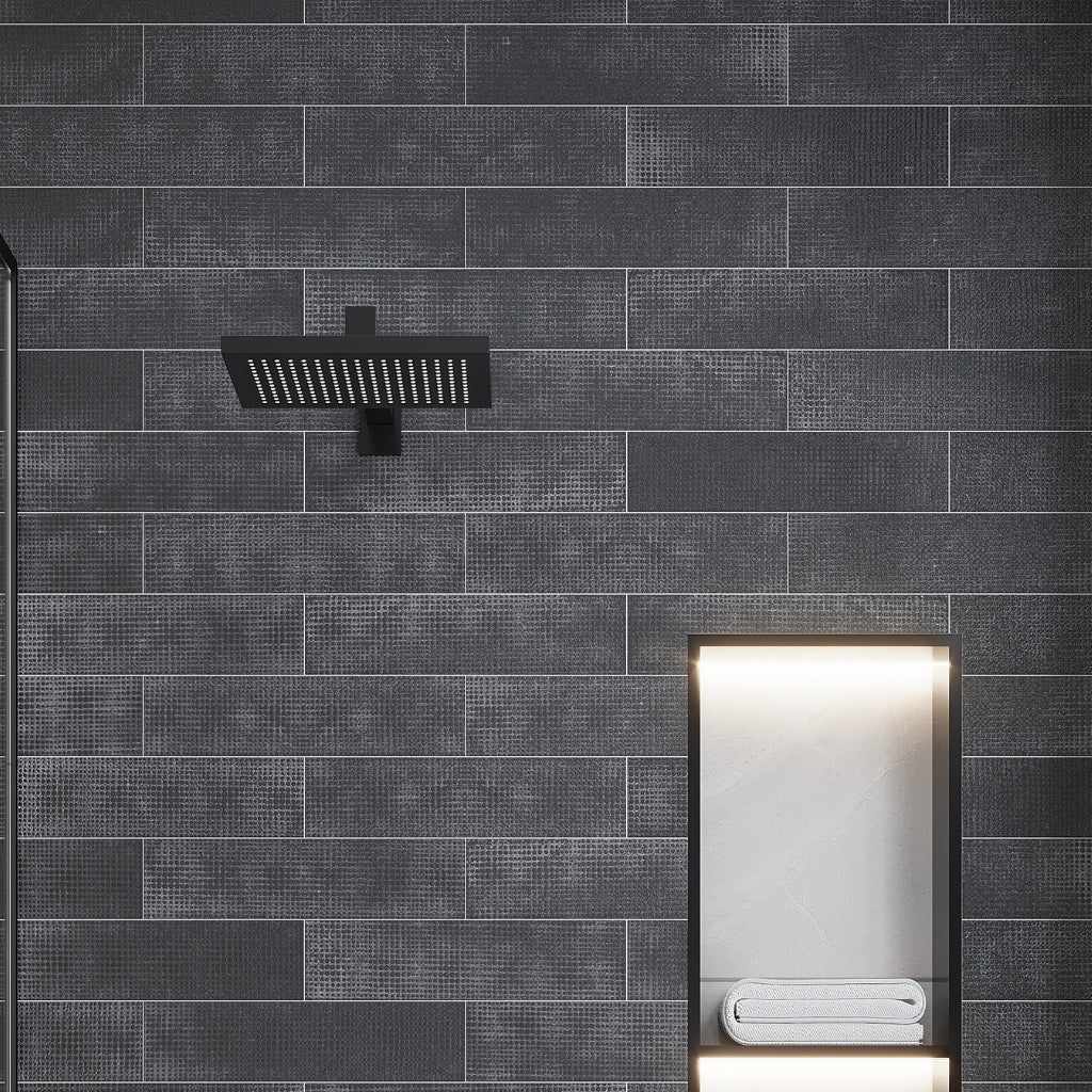 Eastern Black 3x12 Textured Brick Tile