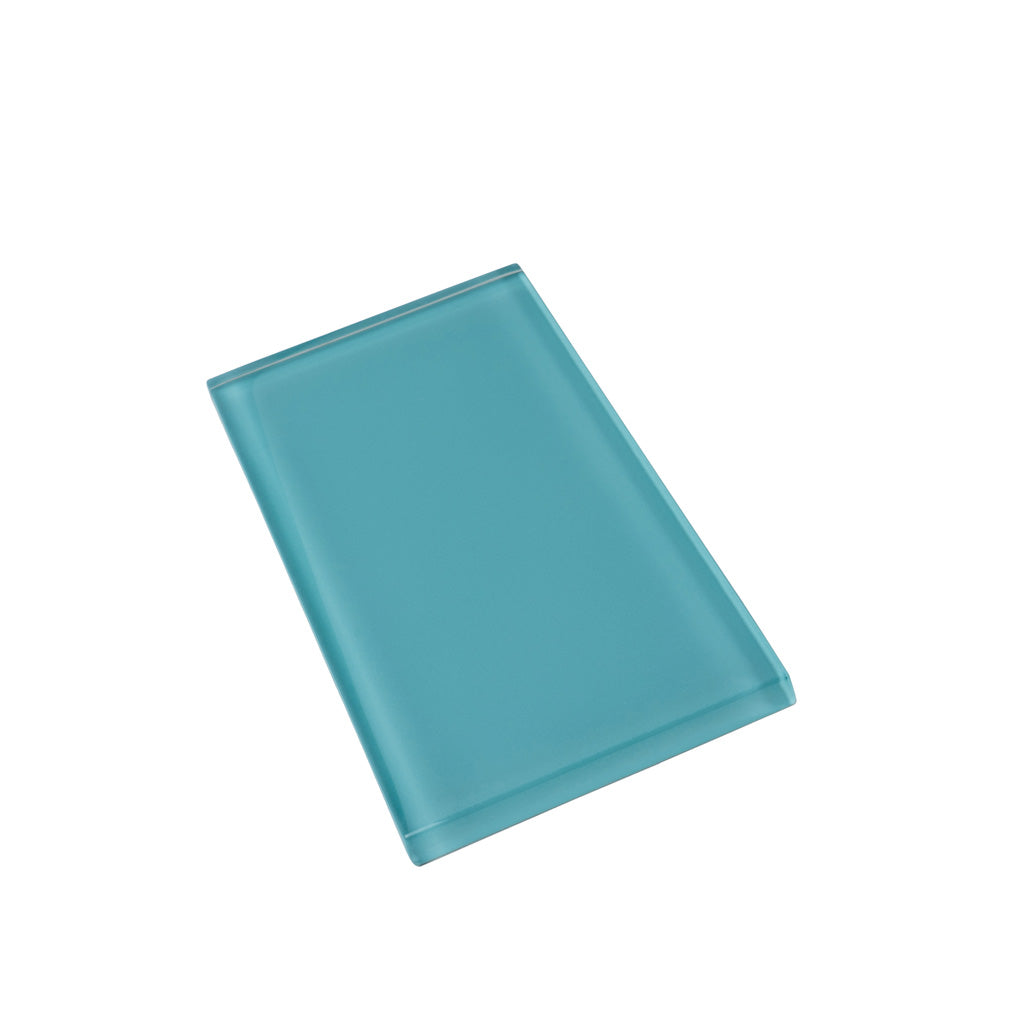 glossy sky blue glass subway tile 3x6 inches rectangular shape