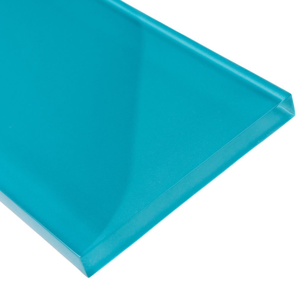Glossy sapphire blue 3x6 inch subway glass tile with smooth finish