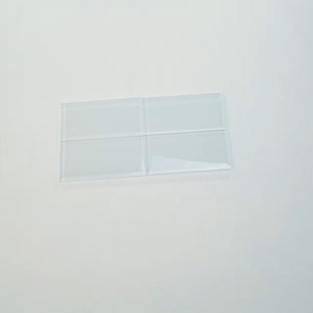 white glossy 3x6 glass subway tile with smooth reflective surface