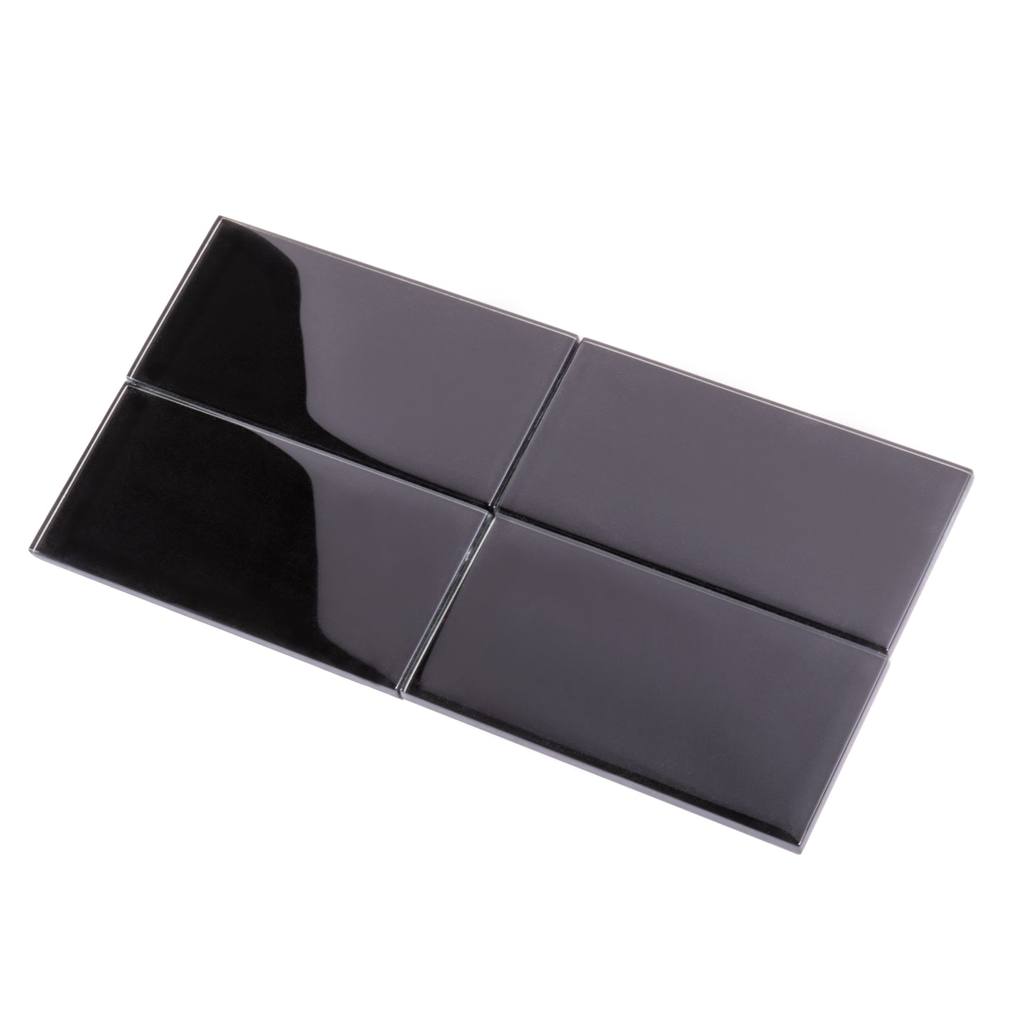 Black 3x6 Glossy Glass Subway Tile