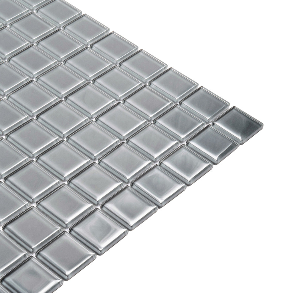 Coin Gray 12 x 12 Glass Glossy Mosaic Tile
