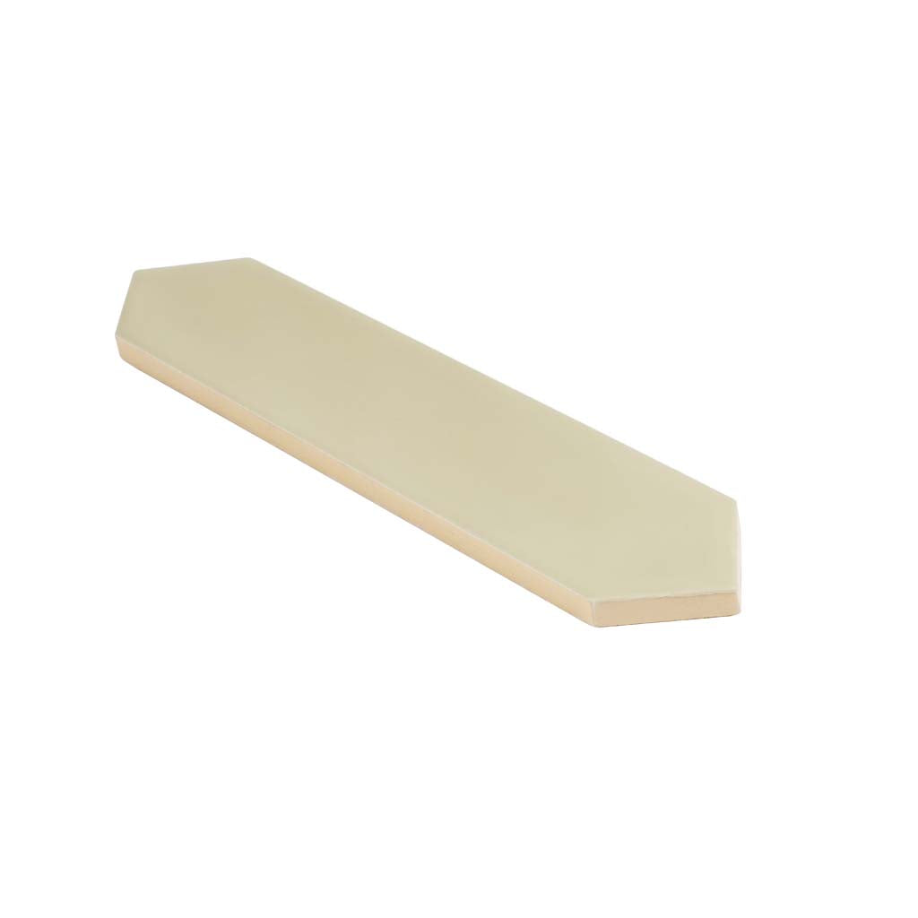 matte moss green 2x10 ceramic picket tile with angled ends