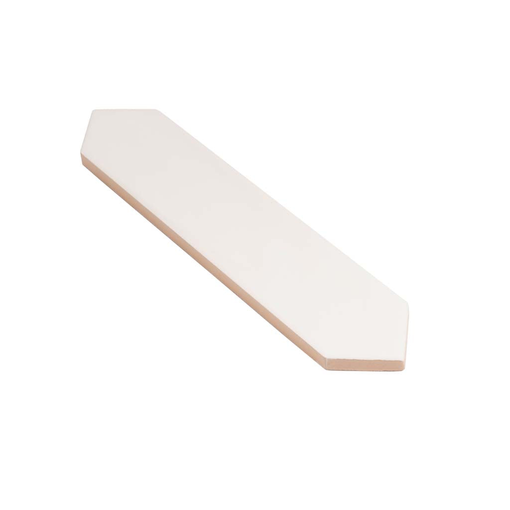 cotton white 2x10 ceramic matte picket tile with off-white smooth surface