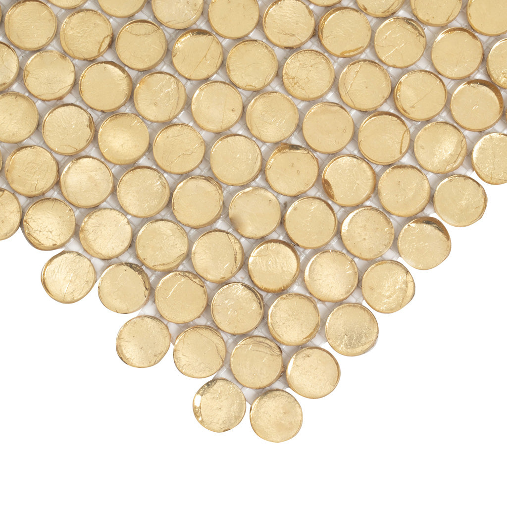 Gold 12 x 12 Glossy Penny Glass Mosaic Tile