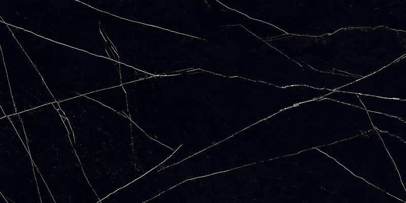 Black Marquina 24 x 48 Polished Porcelain Large Tile - Sample