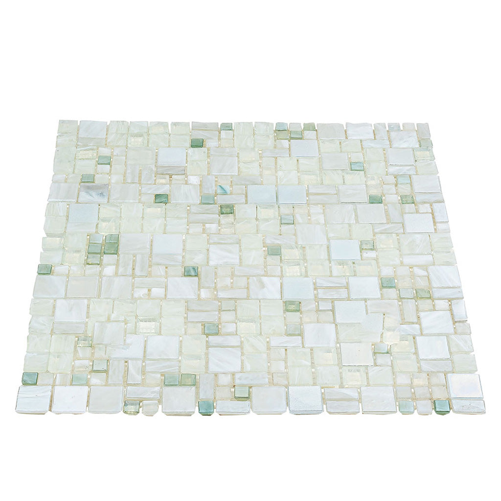 Pearl White 12 x 12 Glossy Glass Mosaic Tile - Sample