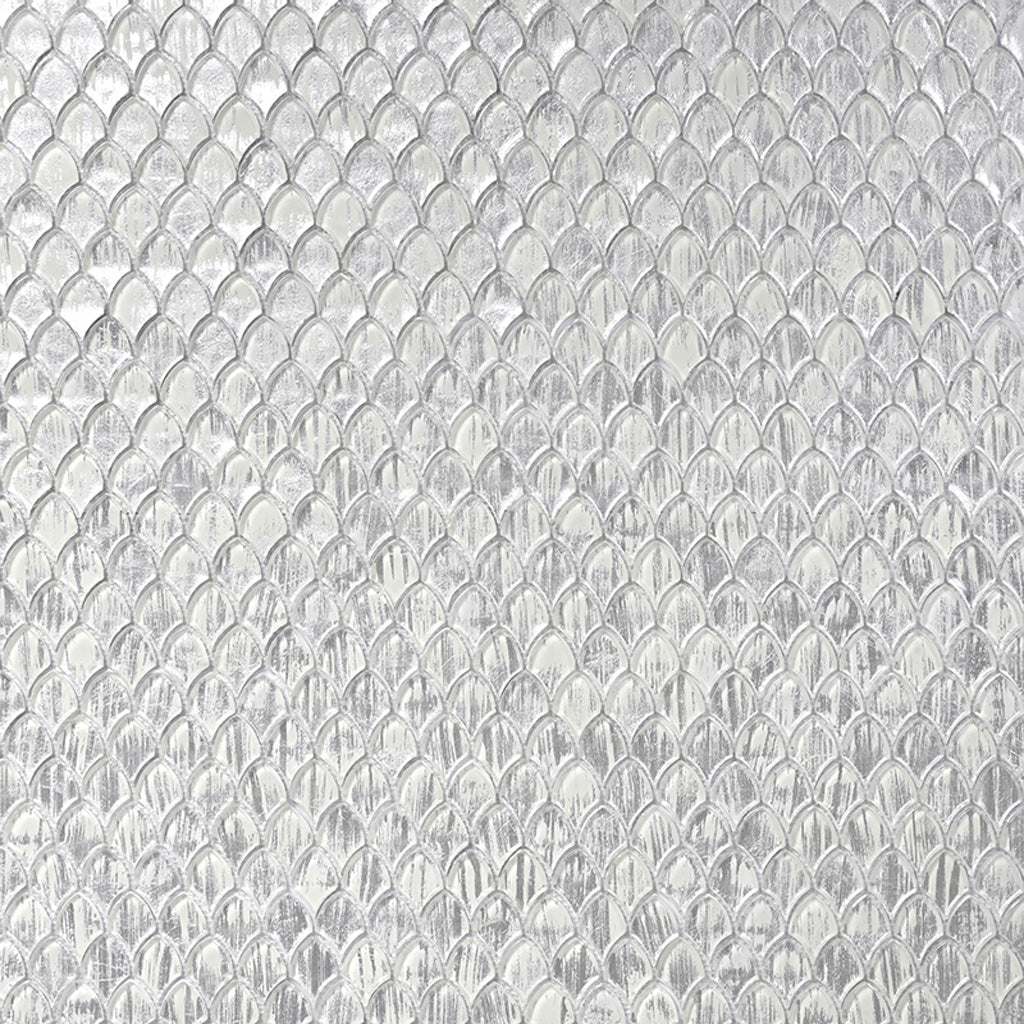 Silver 11 x 11 Glossy Fish Scale Glass Mosaic Tile