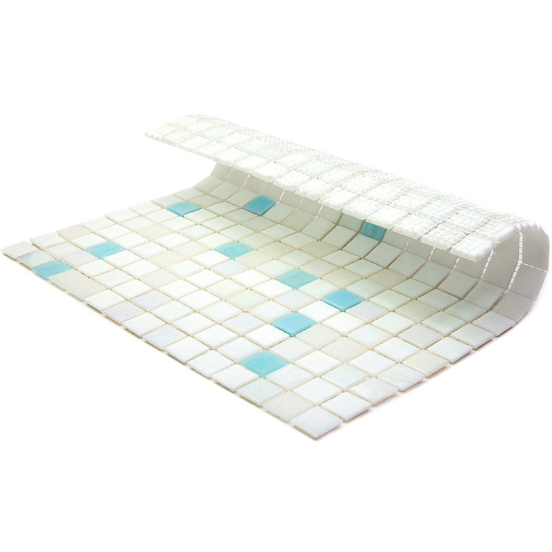 Cotton White 12 x 12 Glossy Glass Mosaic Tile - Sample