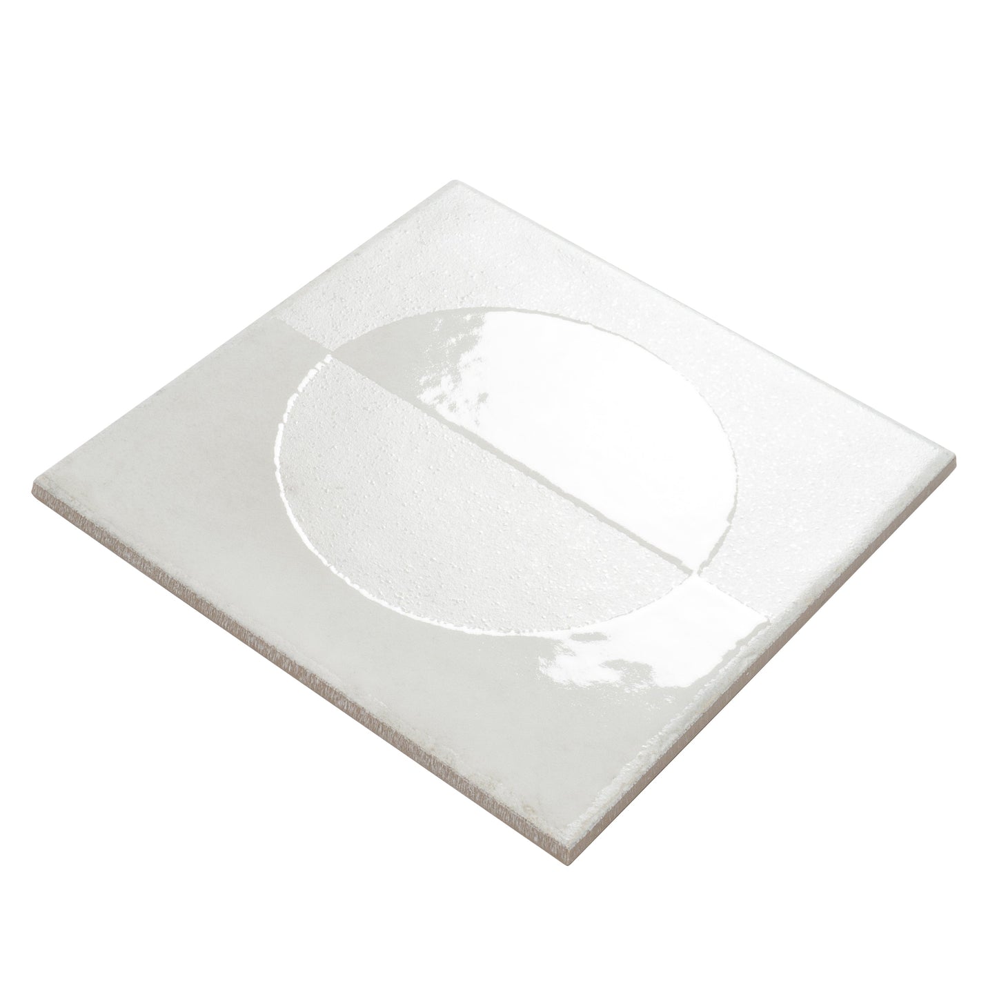 Crisp White 8x8 Matte, Glossy Porcelain Square Motif Tile - Sample