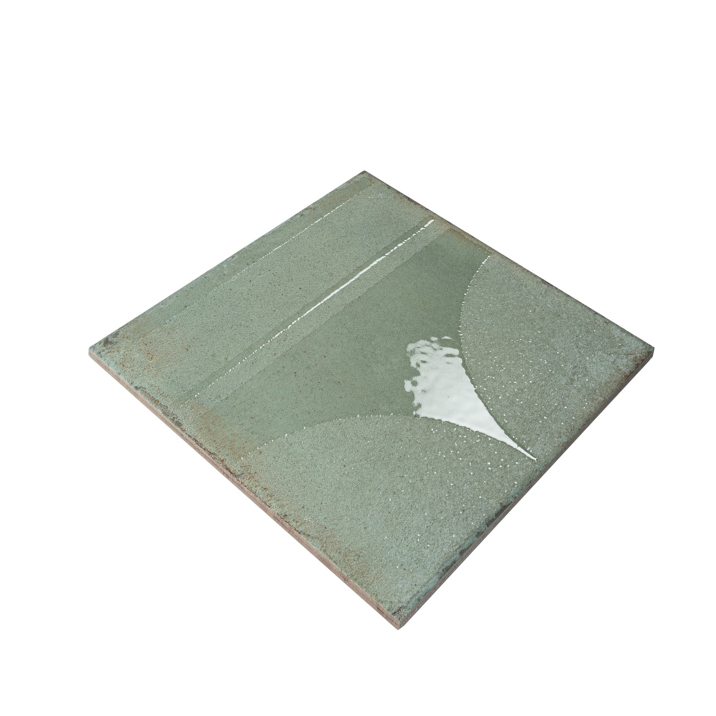 Muted Sage Green 8x8 Matte, Glossy Porcelain Square Motif Tile - Sample