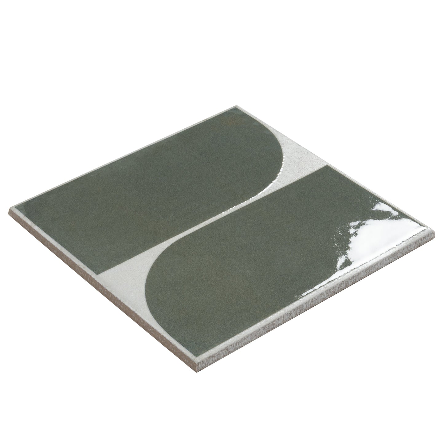 Sage Green Gray 8x8 Matte, Glossy Porcelain Square Motif Tile - Sample