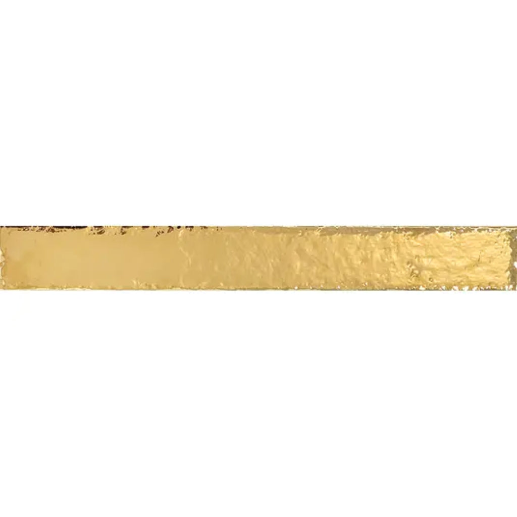 Brushed Gold 2x16 Glossy Ceramic Zellige Subway Tile