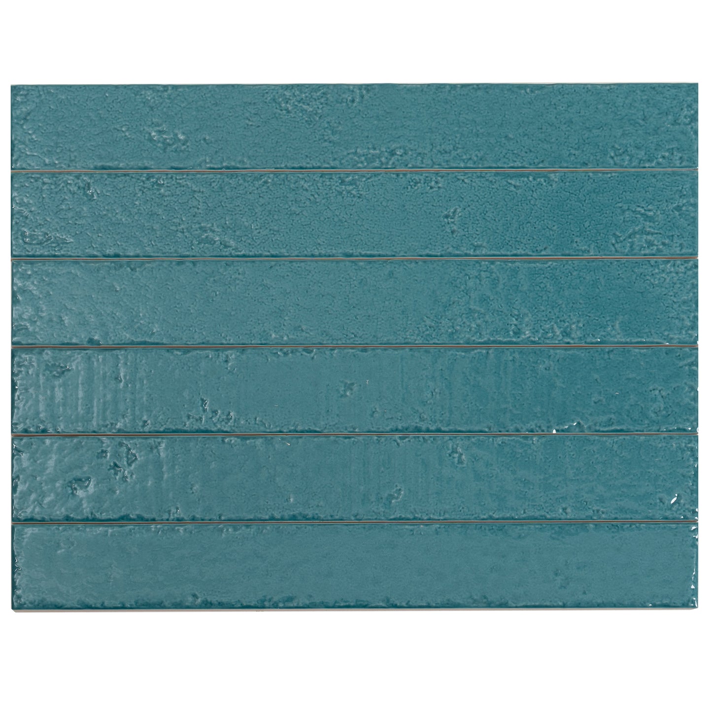 Tropical Teal 2x16 Glossy Ceramic Zellige Subway Tile - Sample