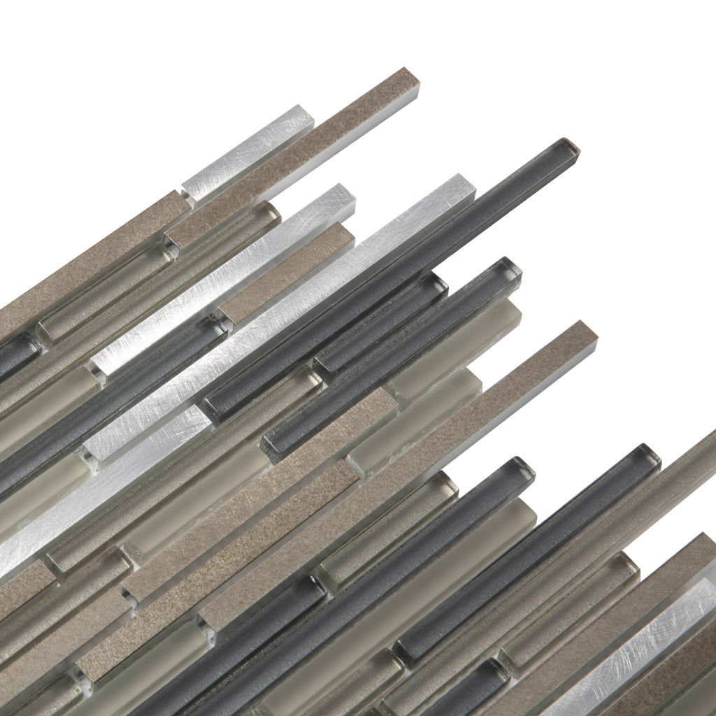 Gray 12 x 12 Glass Metal Glossy Matte Mosaic Tile