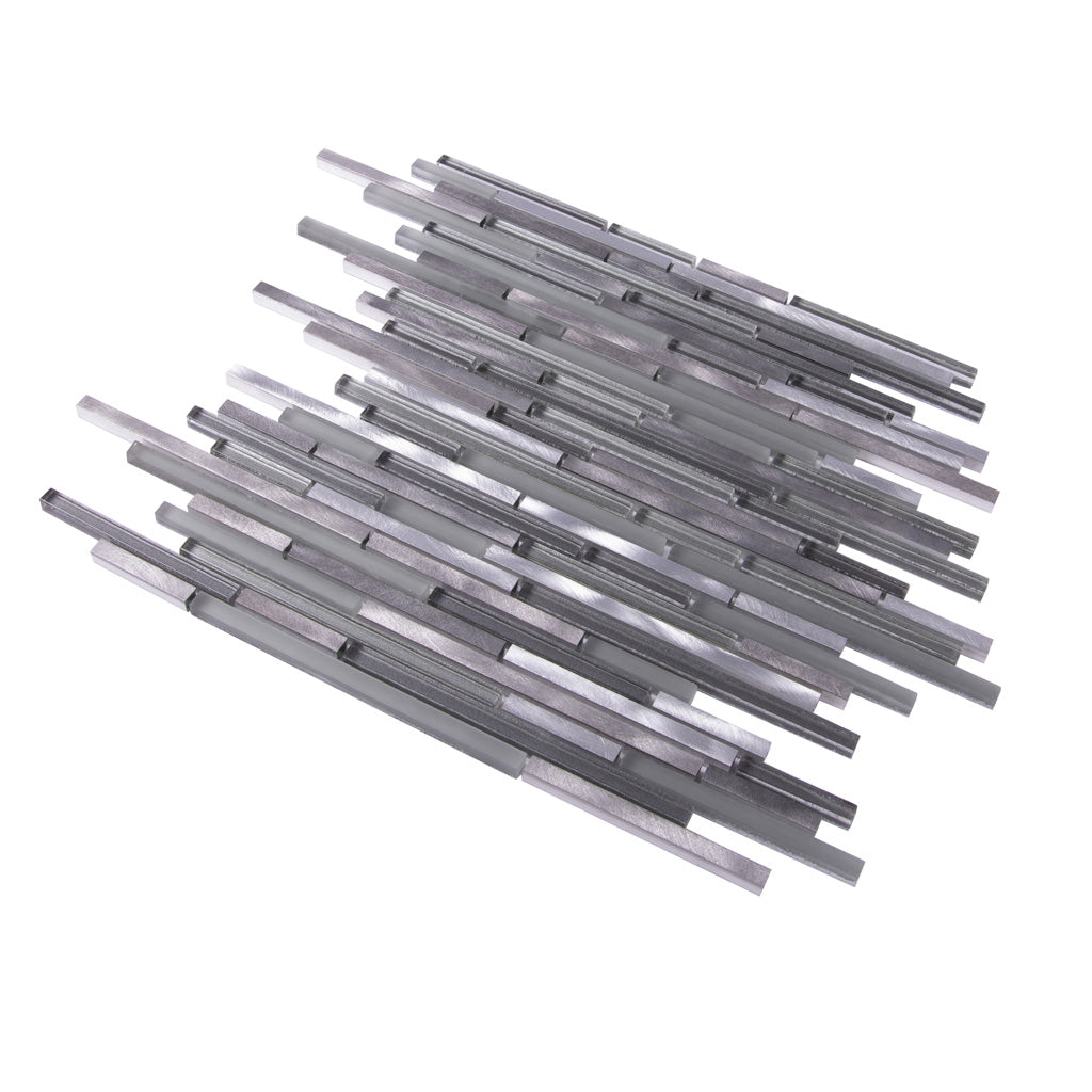 Gray 12 x 12 Glossy Matte Glass, Metal Mosaic Tile