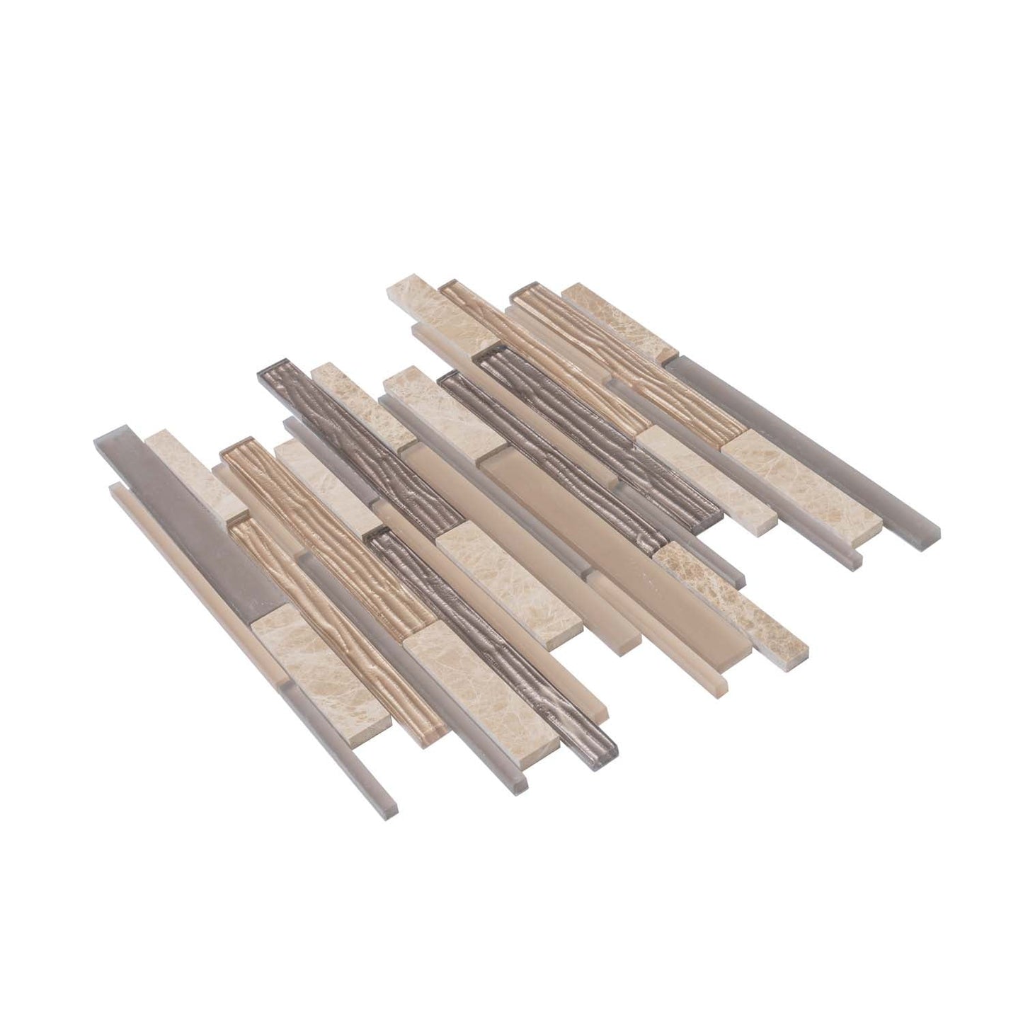 Gray and Beige 12 x 12 Matte Polished Glass Stone Mosaic Tile