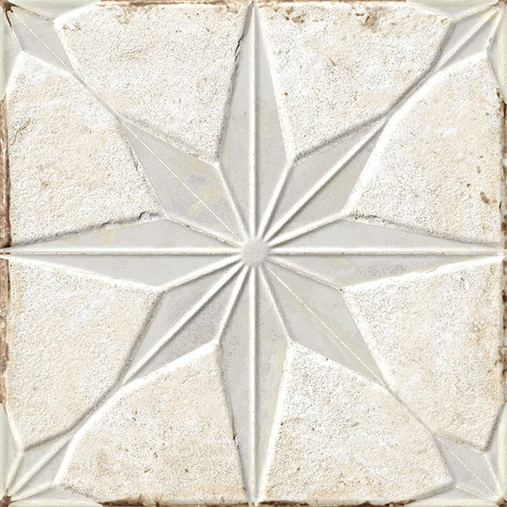 Beige White 9x9 Matte-Layer Tech Porcelain Star Square Tile - Sample
