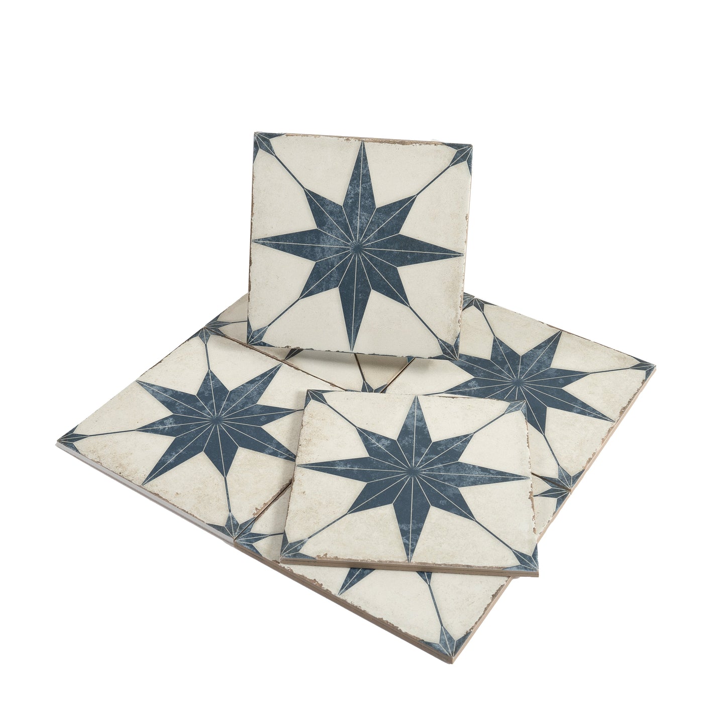 White Navy 8x8 Matte Porcelain Square Motif Tile