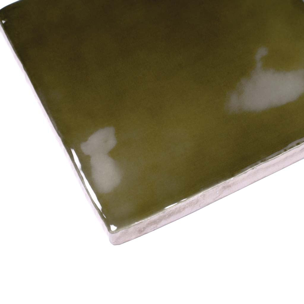 Olive Green 4 x 4 Glossy Ceramic Tile - Sample