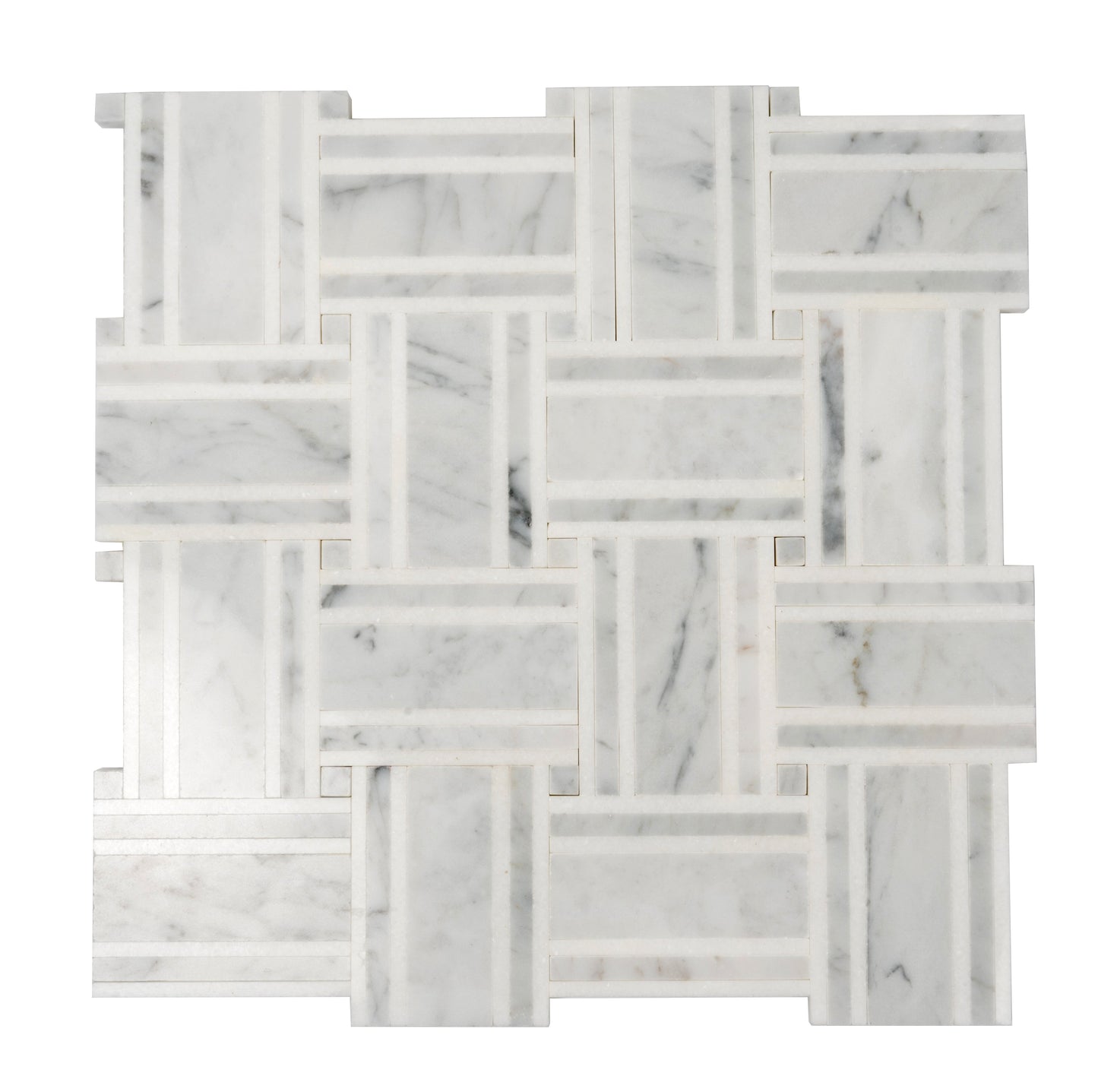White and Gray 12 x 12 Polished Marble Mosaic Tile - Sample