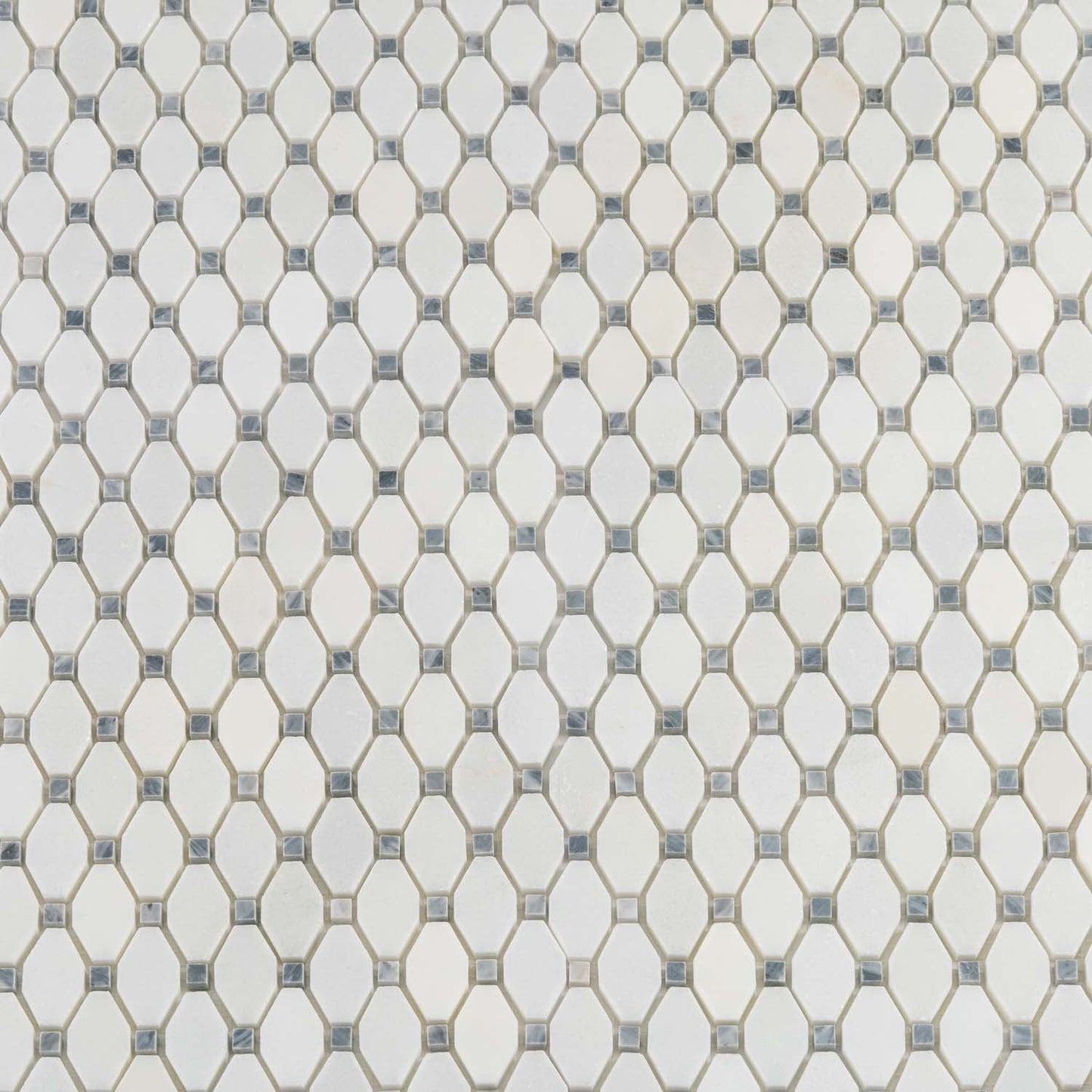 Eastern White, Bardiglio 11 x 11 Polished Marble Mosaic Tile
