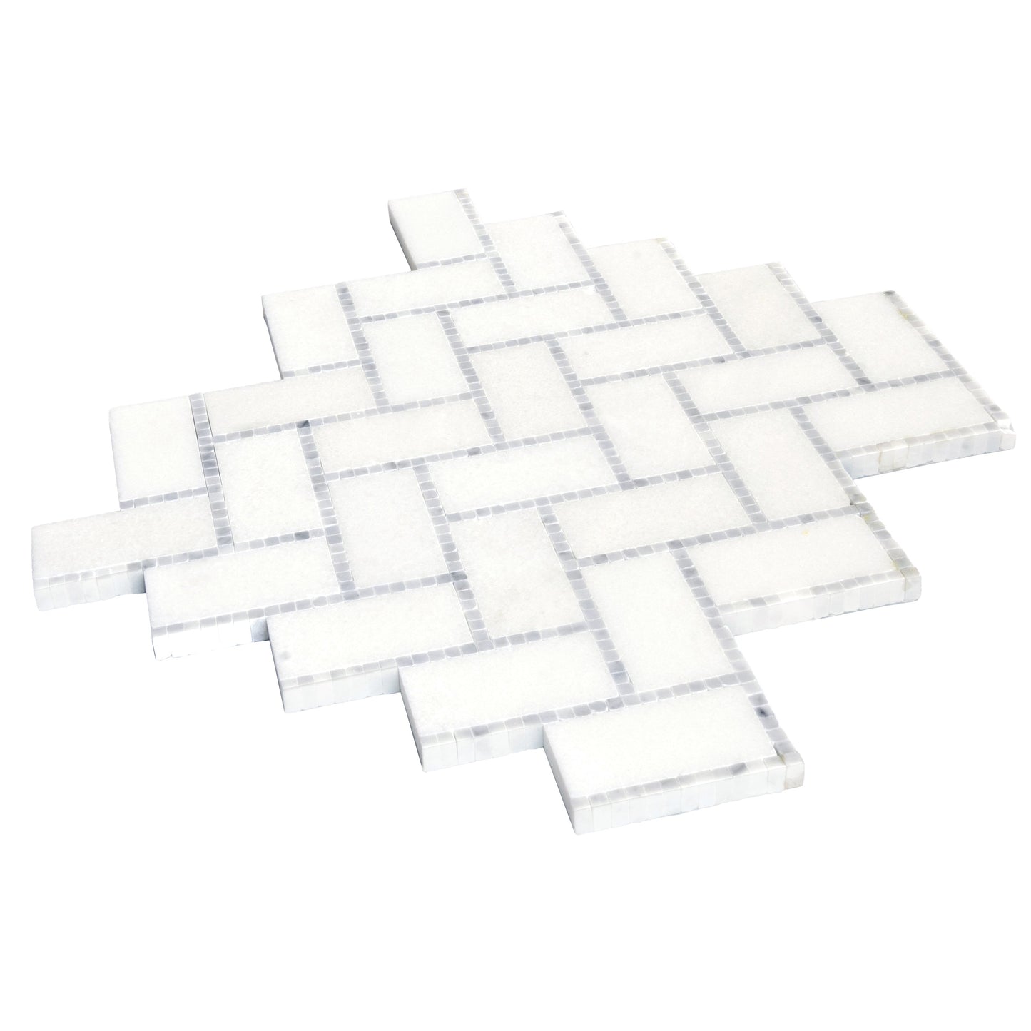 White 10x11 Polished Marble Mosaic Tile Sample