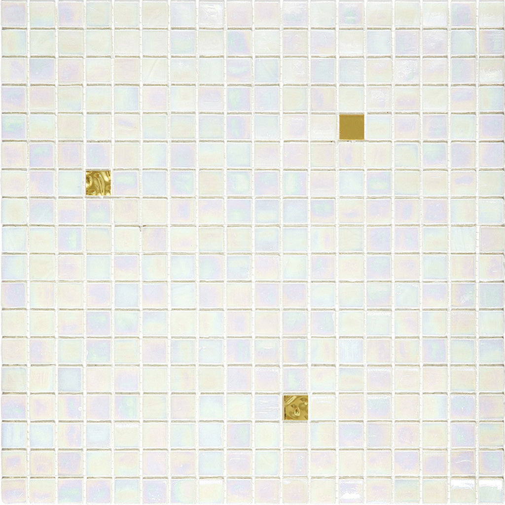 White and Gold 12 x 12 Glossy Glass Mosaic Tile - Sample