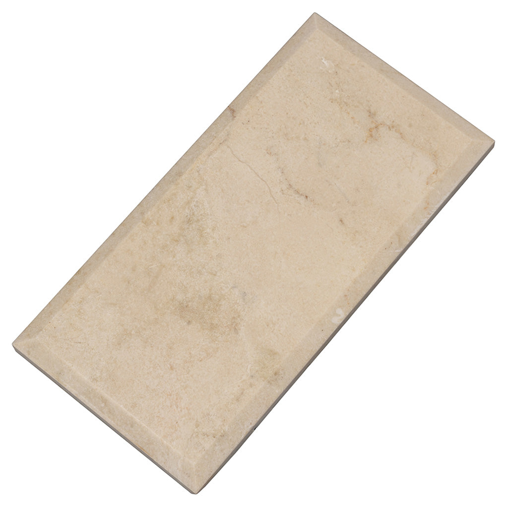 Beige 3 x 6 Polished, Beveled Crema Marfil Marble Subway Tile