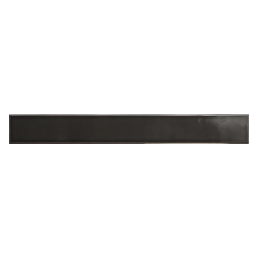 Jet Black 2 x 16 Glossy Ceramic Subway Tile - Sample