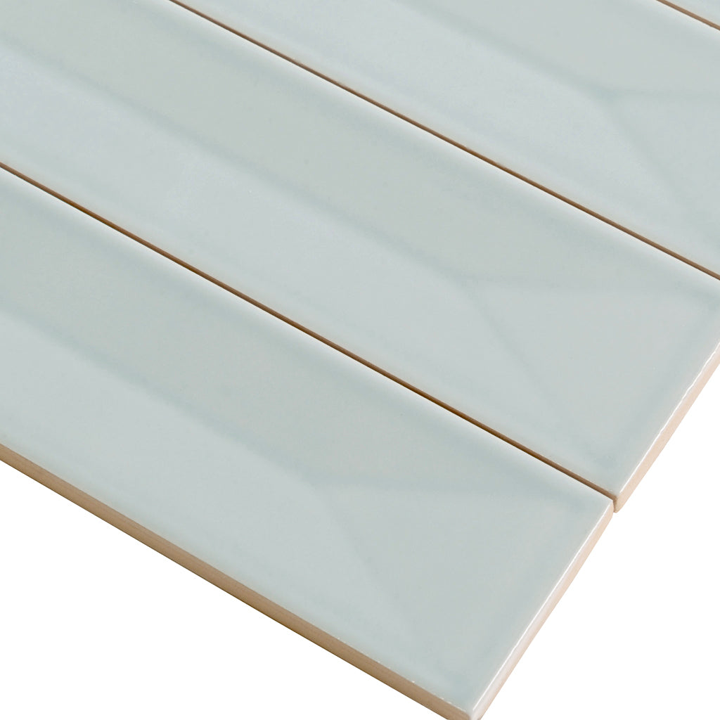 Pastel light Blue 2 x 16 Glossy Ceramic Deco Subway Tile
