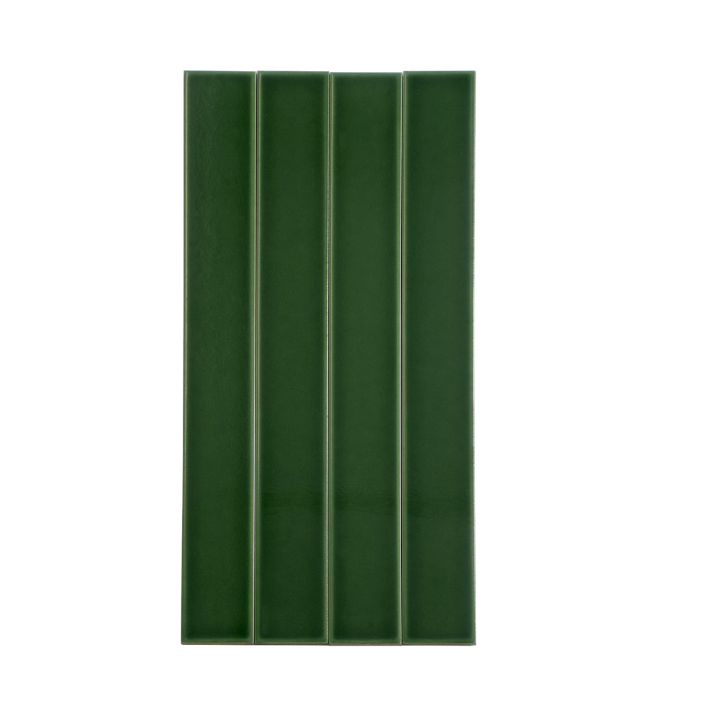 Forest Green 2 x 16 Glossy Ceramic Subway Tile