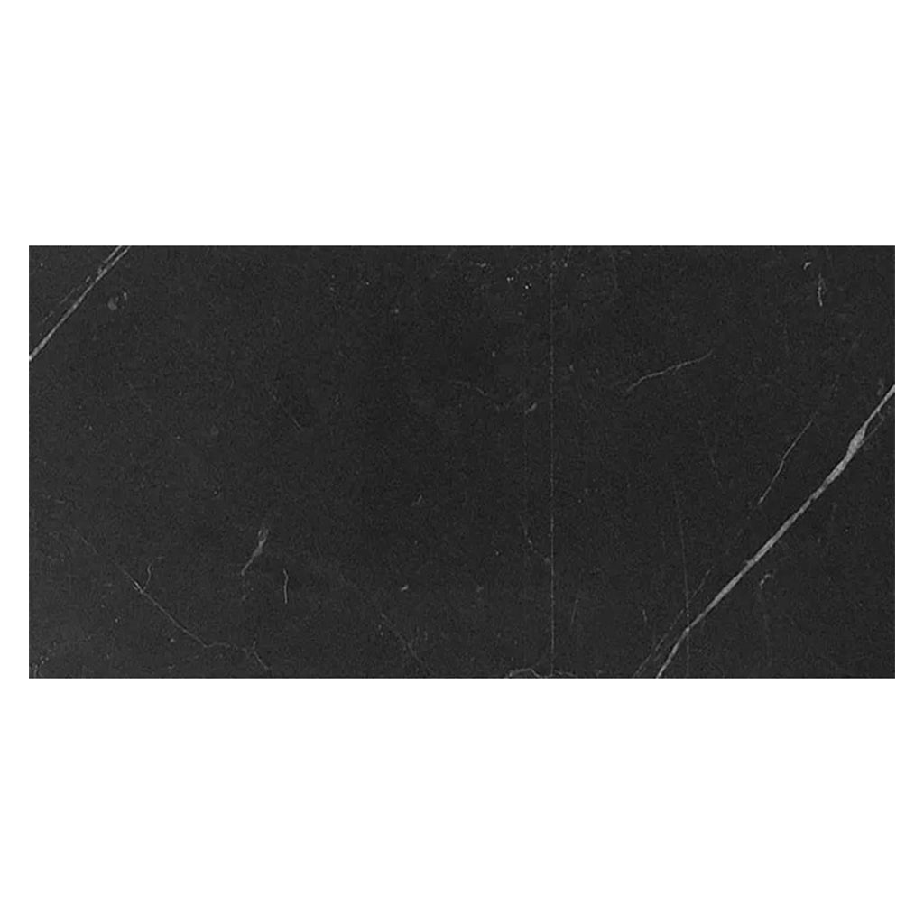 Nero Jet Black with White Veins 12 x 24 Polished Marble Large Tile - Sample