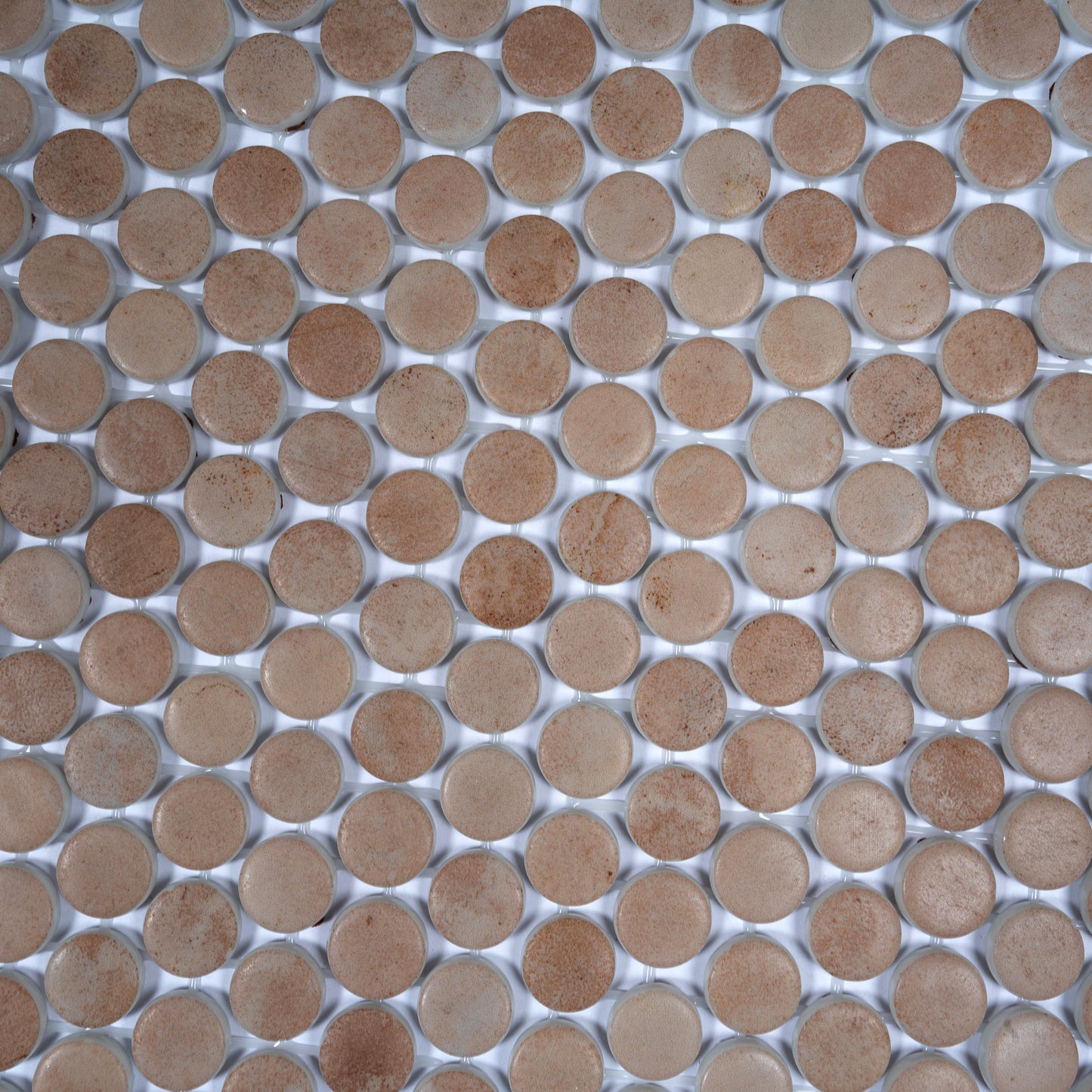 Taupe 12x12 Matte Recycled Glass Round Mosaic Tile