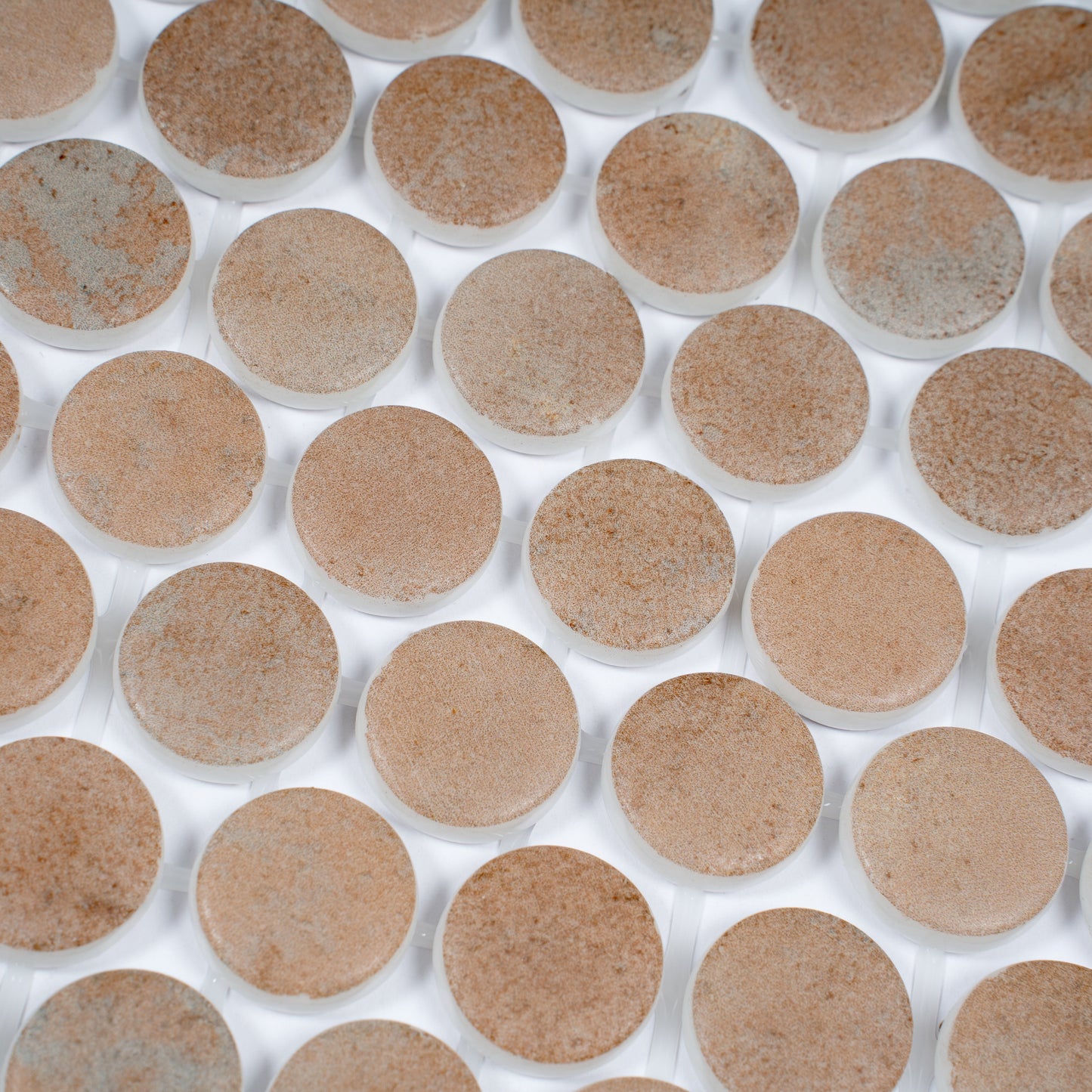 Clay Beige 12x12 Matte Recycled Glass Round Mosaic Tile - Sample