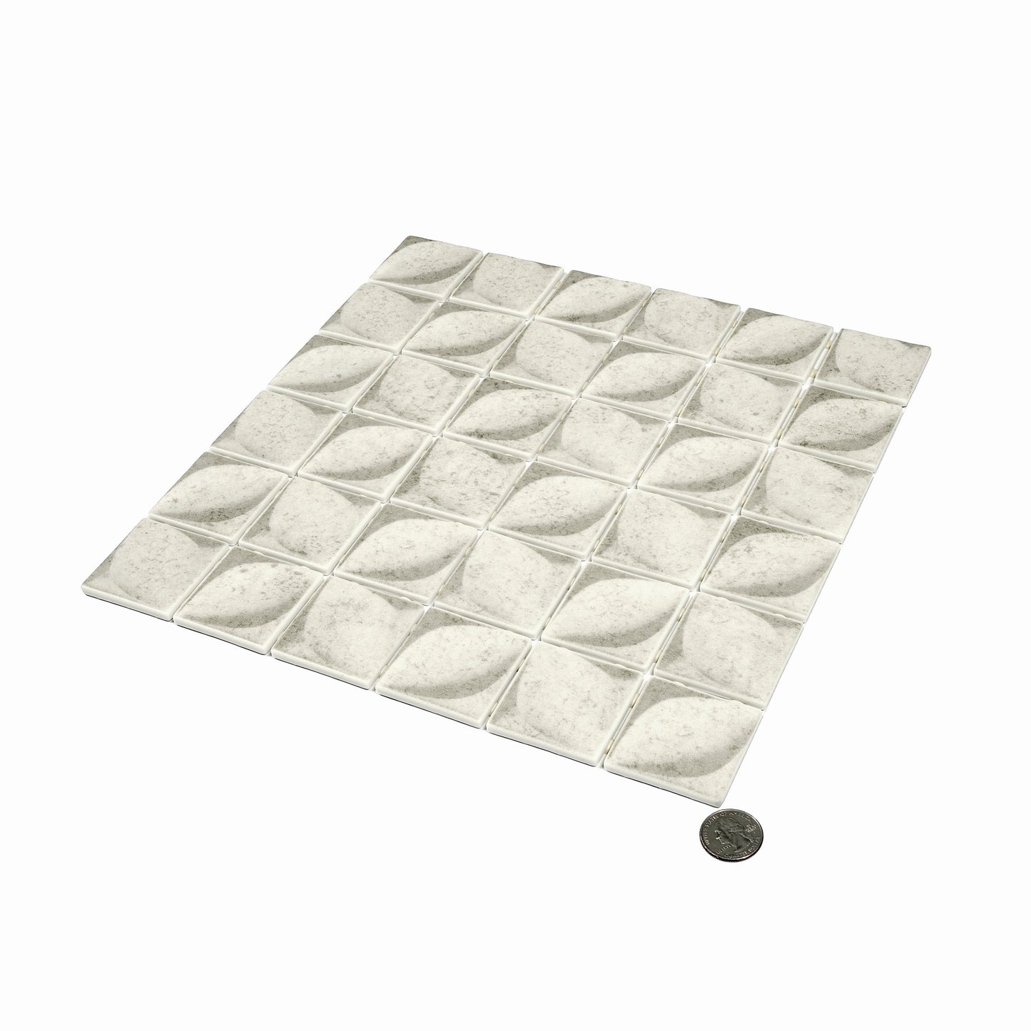 Beige 12x12 Matte Recycled Glass Square Mosaic Tile - Sample