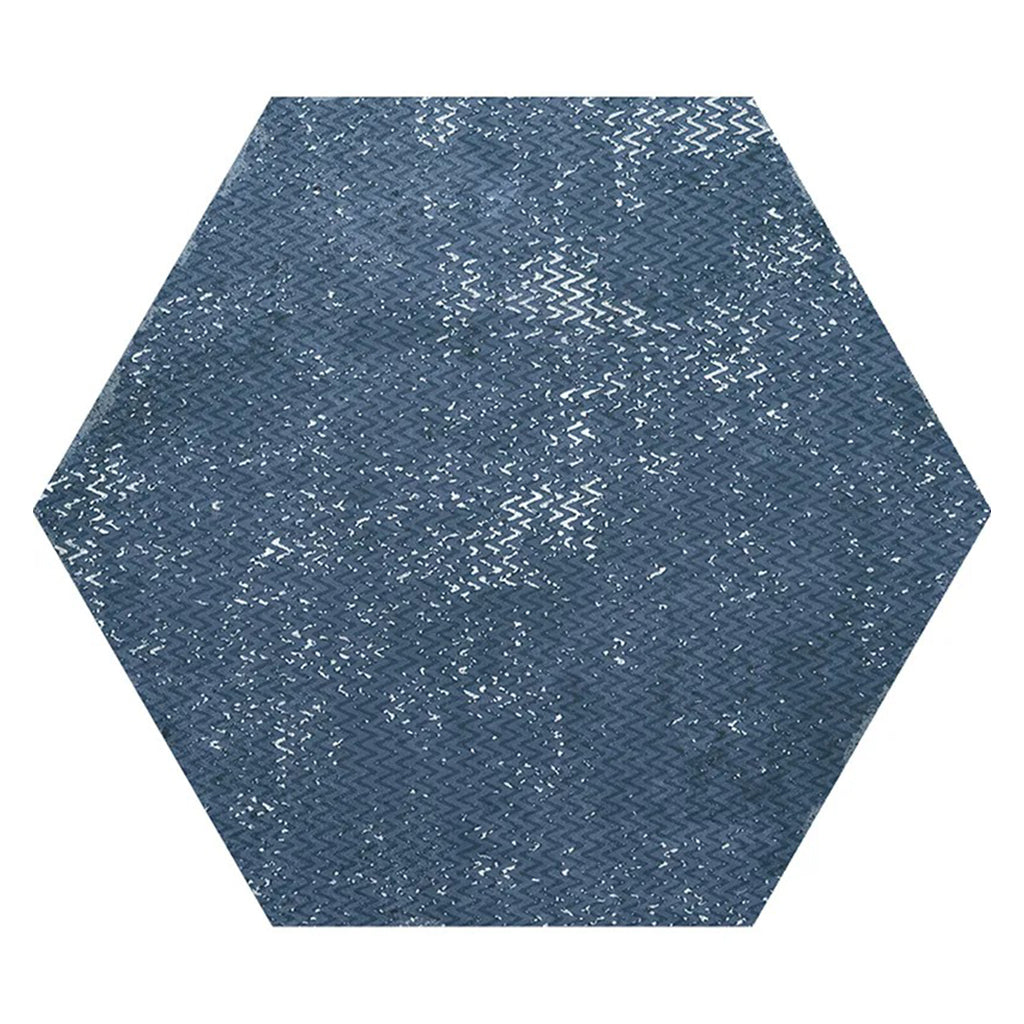 Indigo Blue 9 x 11 Textured Porcelain Hexagon Tile