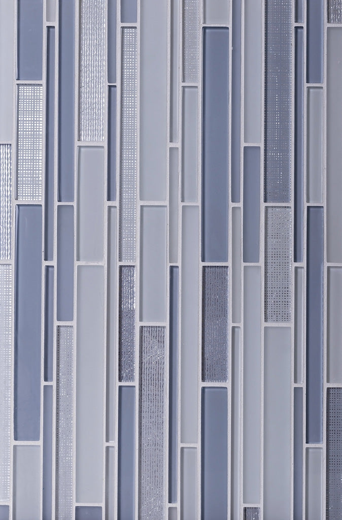 Blue and Gray 12 x 12 Glossy Matte Glass Mosaic Tile