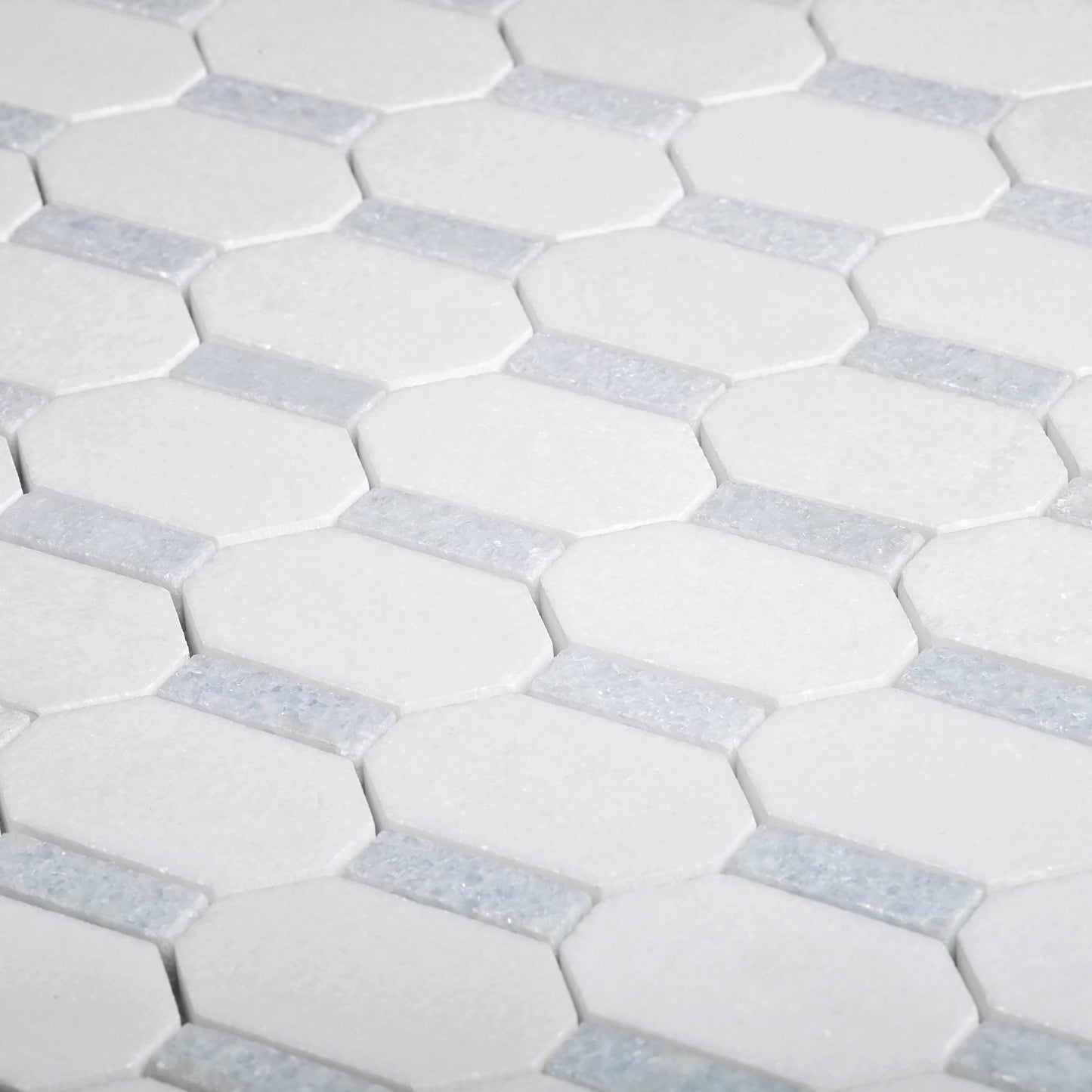 White, Blue 12x12 Polished Stone Mosaic Tile