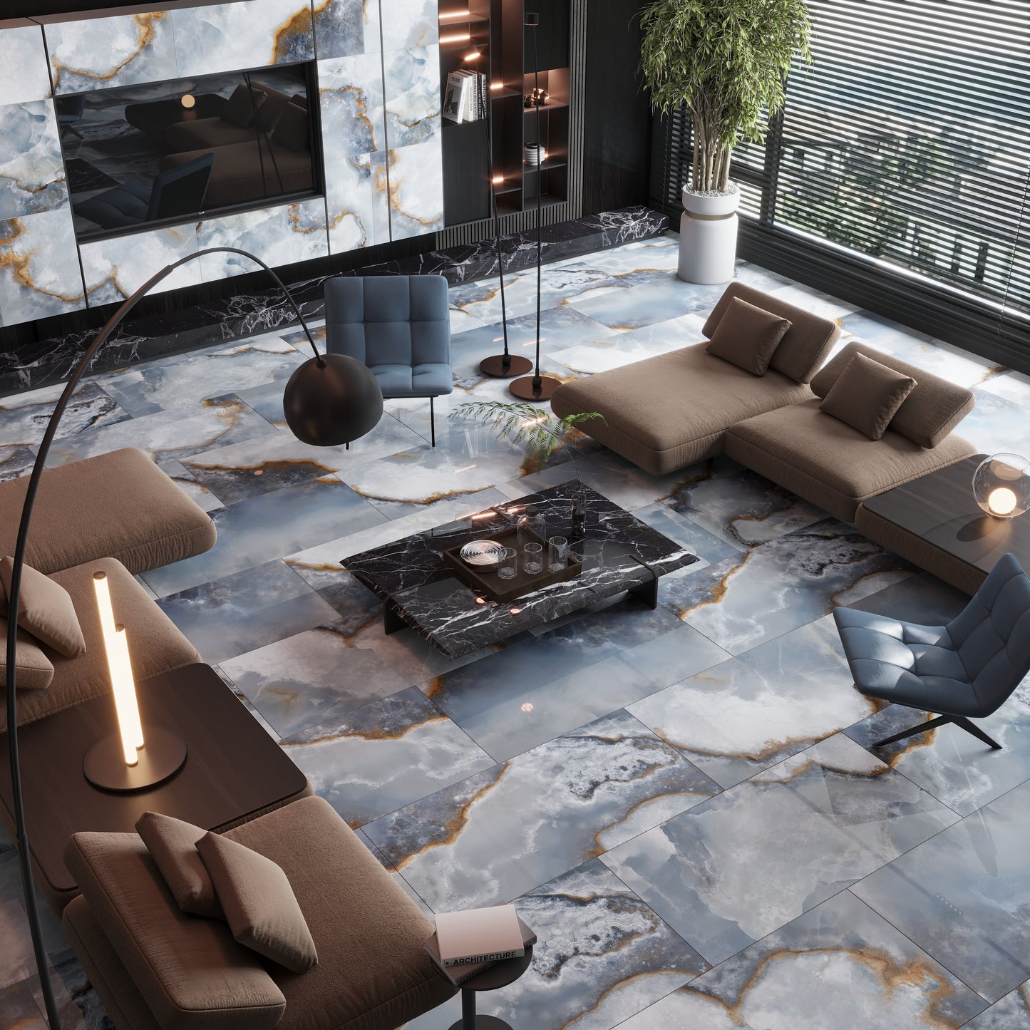 Blue 24 x 48 Lappato Porcelain Large Tile - Sample