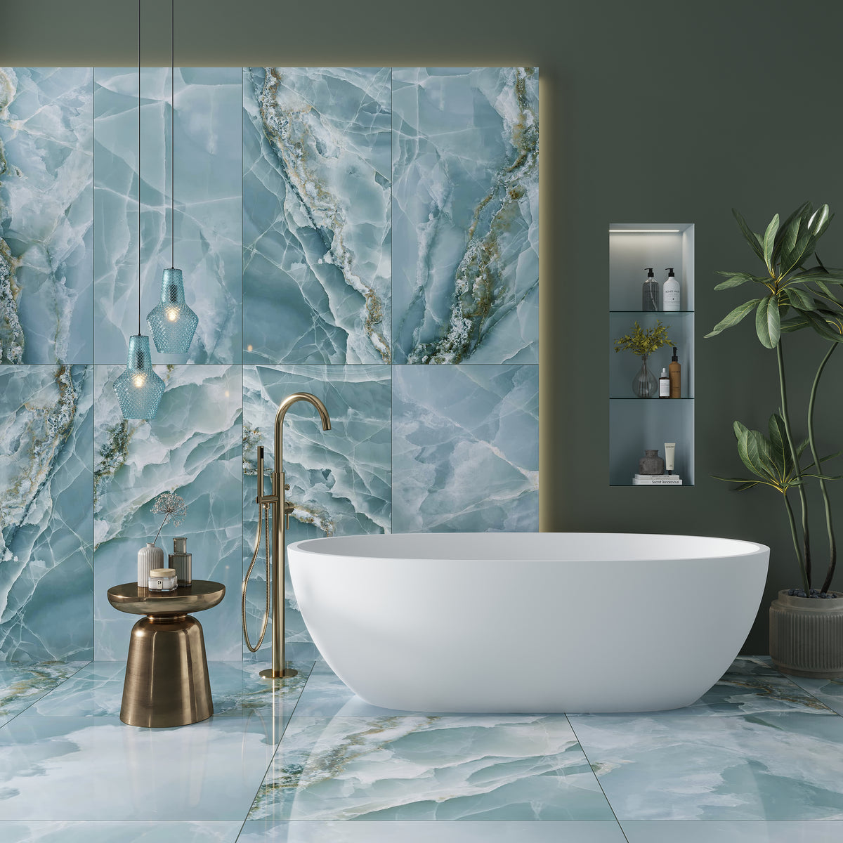 Green 36 x 36 Lappato Porcelain Large Tile