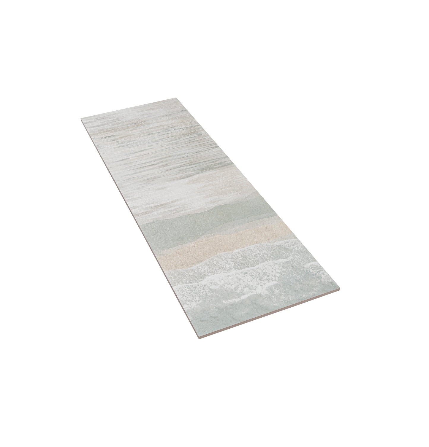 Misty Blue, Ivory Cream 16x48 Matte Ceramic Large Tile