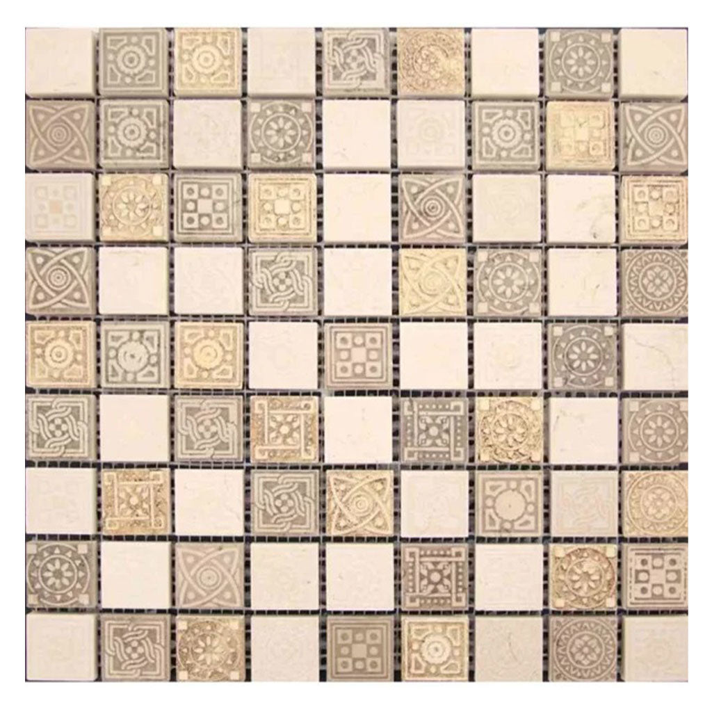 Beige and Taupe 12 x 12 Foiled Textured Stone Mosaic Tile