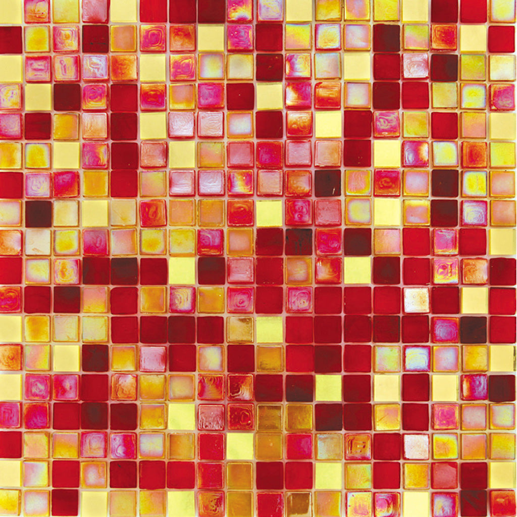 Red and Yellow 12 x 12 Glossy Glass Mosaic Tile - Sample