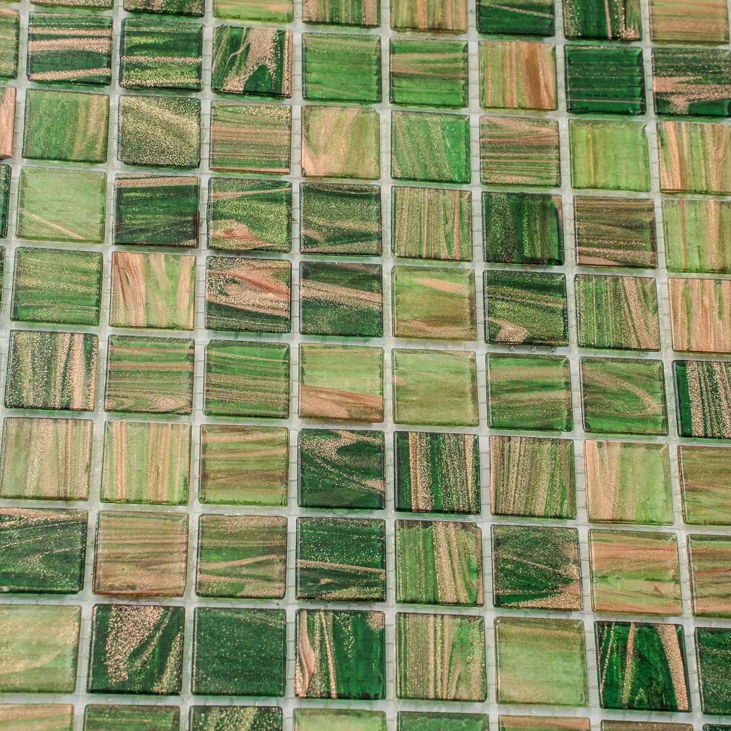 Moss Green 12 x 12 Glossy Glass Mosaic Tile