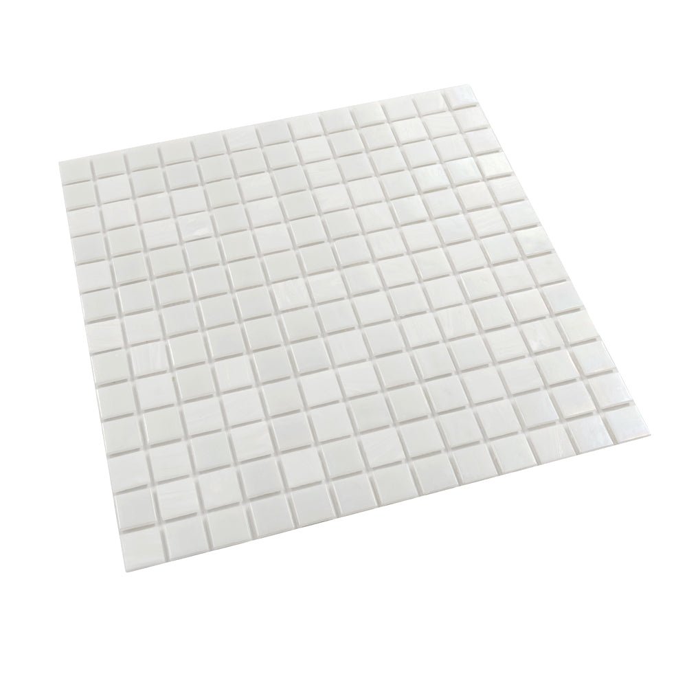 Cotton White 12 x 12 Glossy Glass Mosaic Tile - Sample