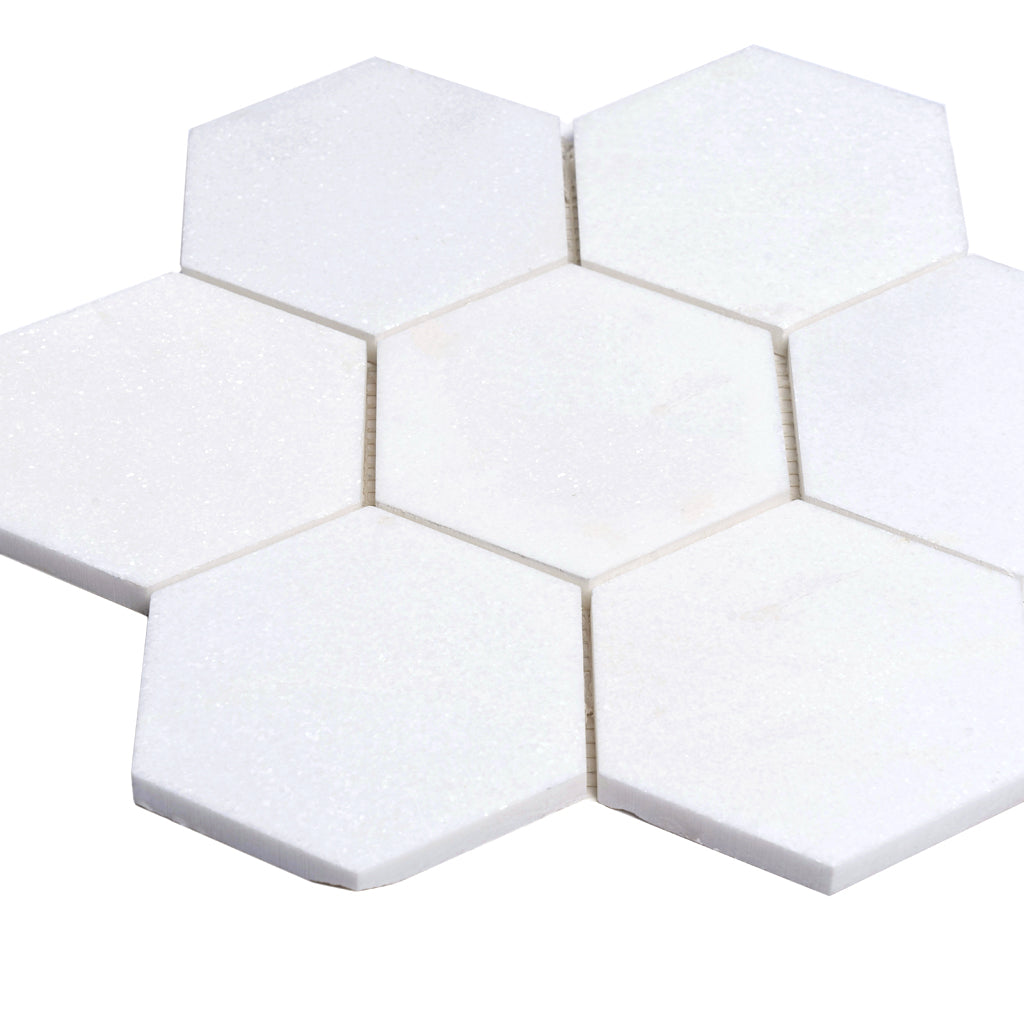 Pearl White 10 x 11 Honed Thassos Marble Mosaic Tile